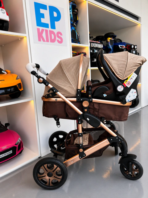 Carrinho Bebê Moisés Luxo Europeu Premium Marrom