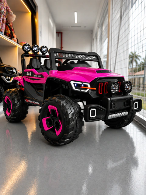 Carro Elétrico Infantil Jipe Super Cross cor Rosa