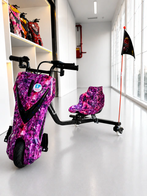 Triciclo Elétrico Drift 350w com Amortecedor Rosa Estrelar
