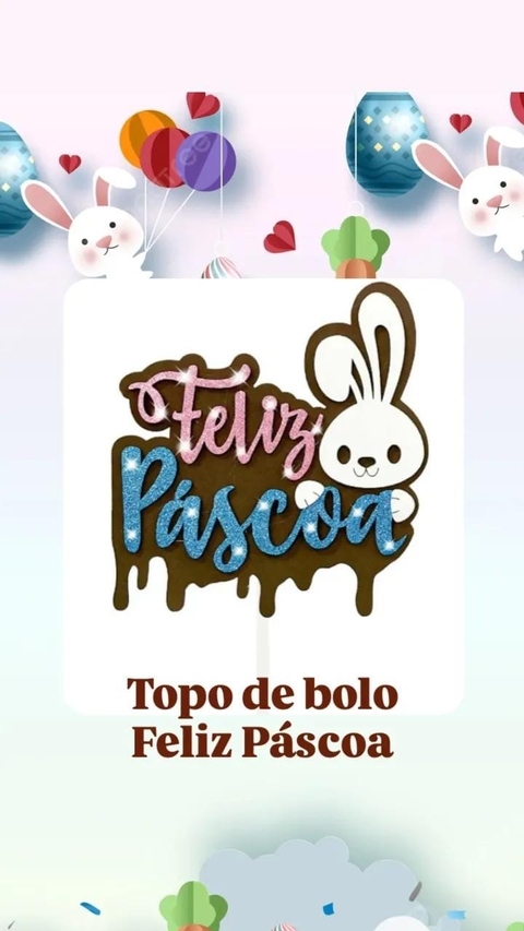 Topo de bolo Feliz Páscoa 3 D - 4 peças - comprar online