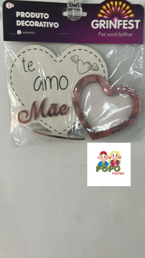 Porta Retrato Te Amo Mãe Coração Espelhado Rosa - comprar online