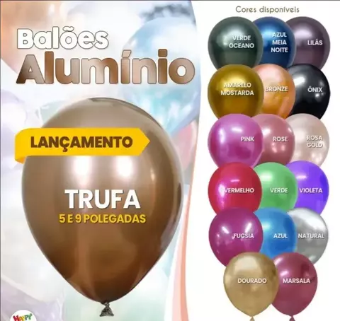 Balão Bexiga Alumínio 9" Várias Cores Happy Day 25 unidades