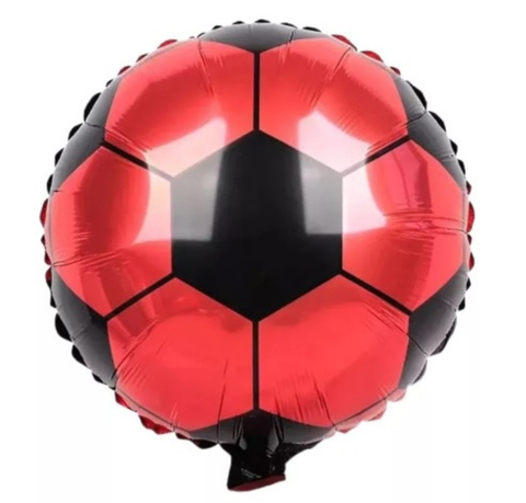 Balão Bola de Futebol 9”(22cm) - Metalizado Vermelho e Preto - comprar online