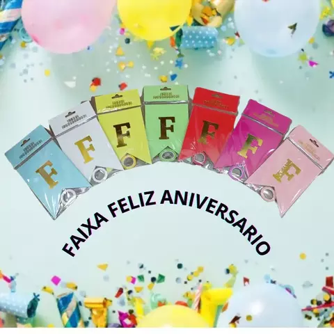 Faixa Feliz Aniversário - Diversas Cores- 1 unidade