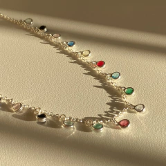 Colar Gargantilha com Pedrinhas Coloridas