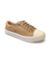 Tênis feminino basic na cor capuccino, com solado branco e detalhes em  tecido.