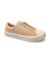 Tênis feminino basic na cor nude, com solado branco e detalhes em couro sintético.