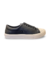 Tênis feminino basic na cor preto, com solado branco e detalhes em couro sintético.