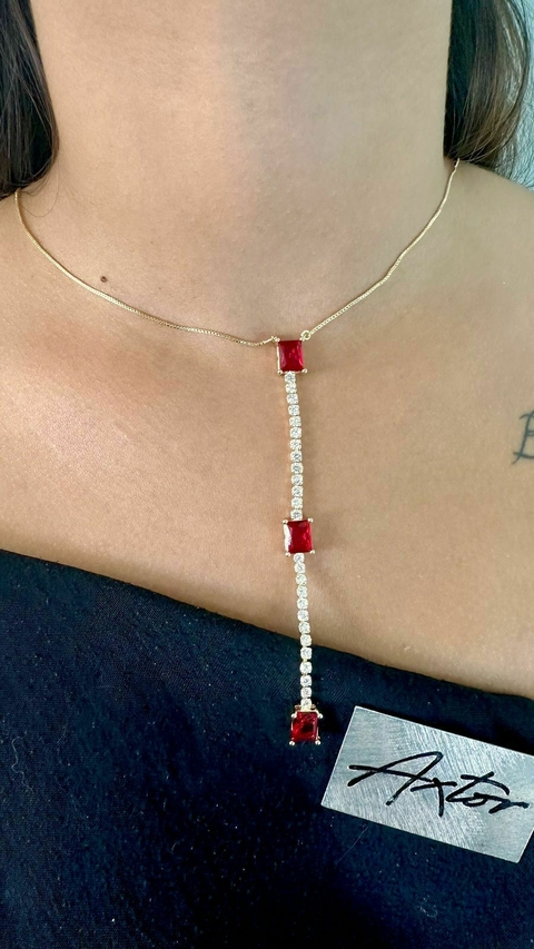 COLAR GRAVATA RETANGULO VERMELHO