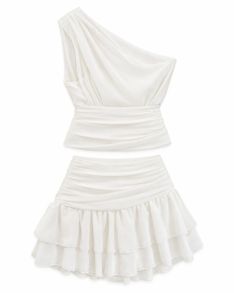Conjunto Chiffon Saia e Blusa Darcília