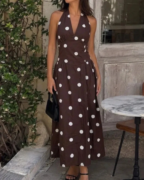 Vestido Midi Poá Frente Única Dária