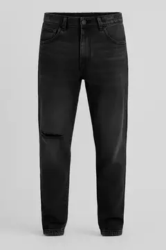 Jean Mom Unisex Negro con Rotura – Corte Urbano - comprar online