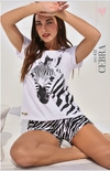 Pijama Georgette, Remera y Short de Jersey Estampado "Cebra". (432)