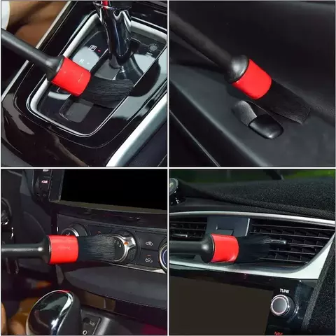 5 pçs kit de escova de limpeza do carro detalhe automático escovas poeira para
