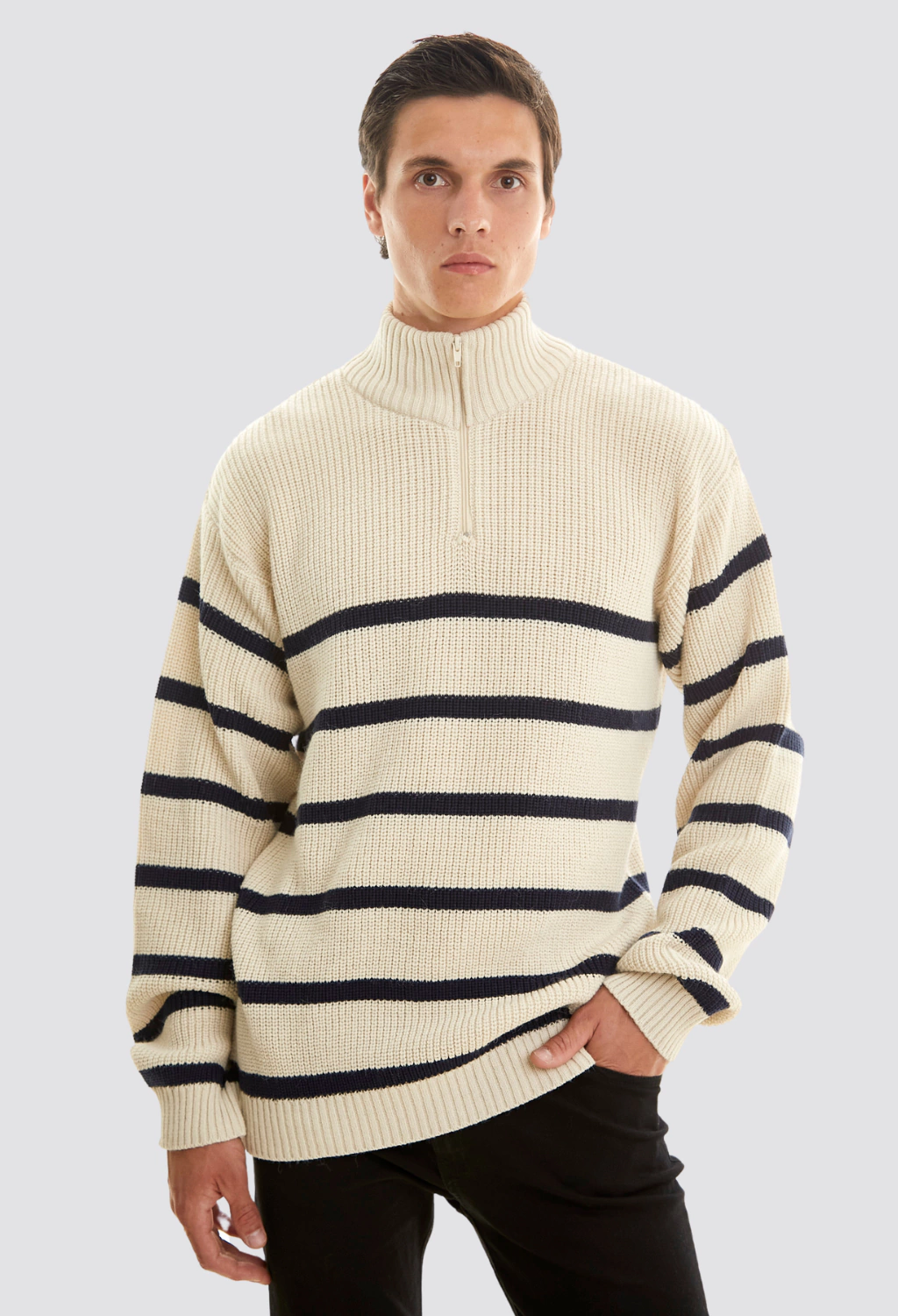 Sweater Zip Rayado Brando