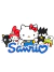 Personajes de Sanrio, incluyendo a Hello Kitty, con diversos amigos en una imagen colorida.