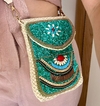 Bolsa porta celular BOHO (palhinha details em miçangas