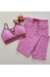Conjunto Calça Jacquard Ciclaminho Detalhe Rosé Top Dalila