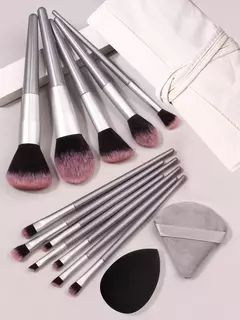 Conjunto de 12 Pincéis de Maquiagem