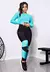 Calça Legging + Cropped de Telinha Manga Longa com Detalhes em Azul Turquesa Conjunto Fitness | REF: LX147 - loja online