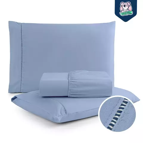 Jogo de Cama 400 Fios Super Macio Respirável Anti-Rugas Toque de Hotel Solteiro