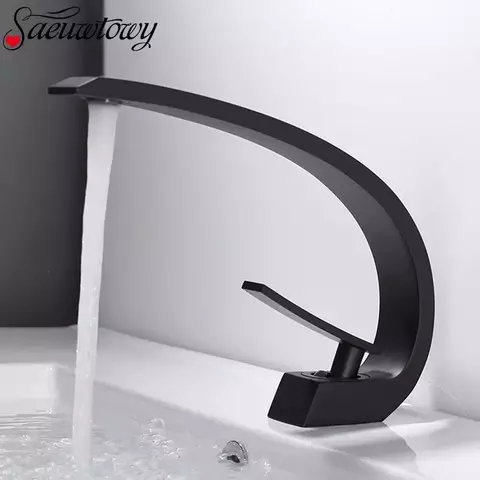 Torneira da cachoeira do único furo da curva, Punho duplo, Água quente e fria,