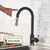 Rozin toque inteligente torneira da cozinha preto pull out sensor torneiras pret