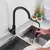 Rozin toque inteligente torneira da cozinha preto pull out sensor torneiras pret - DOMU DECOR