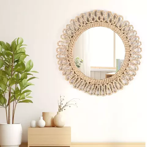 1 peça boêmio circular parede tecido espelho decorativo estilo homestay parede
