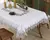 Toalha de mesa bordada de renda batilo, branca, floral, retangular, à prova d&#