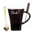 Caneca de fondue, copo de derretimento de chocolate com garfo e colher, aquecedo