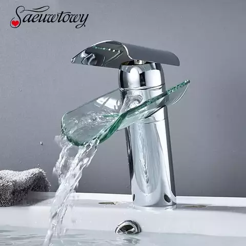 Torneira da bacia do banheiro torneira da pia de vidro torneira misturada água