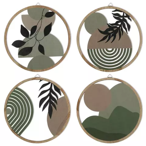 4 peças quadrosndecoração de parede de madeira suspensa arte da parede decoração el