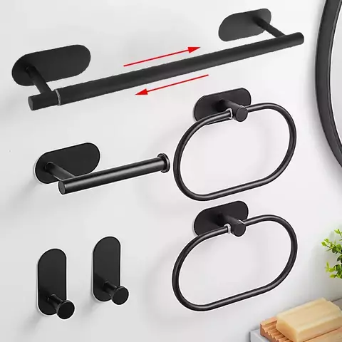 Conjunto De Hardware De Banheiro De Aço Inoxidável, Barra De Toalha Auto-Adesi