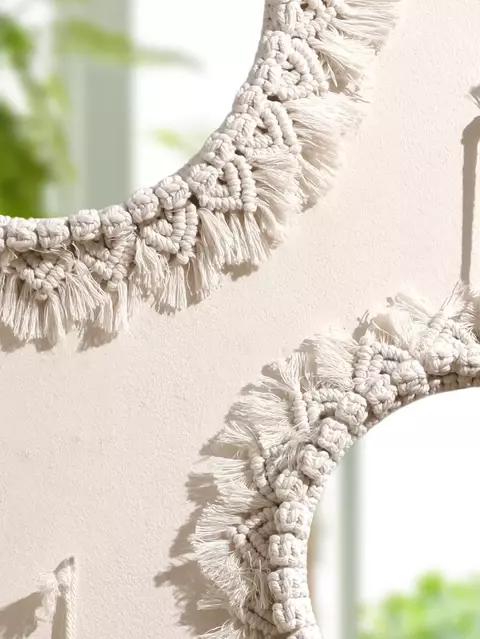 Boho espelhos decorativos macrame espelho redondo estético decoração do quart