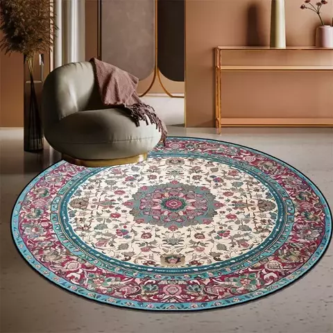 VIKAMA-Tapete retro redondo boêmio, tapete moderno, veludo de cristal macio, de