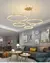Lustre moderno e minimalista com led, iluminação para casa, anéis escovados, na internet