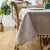 Toalha de mesa listrada de linho de algodão com borla, resistente a manchas, à
