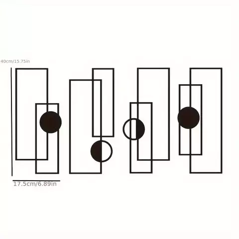 Conjunto de arte de parede de metal chique 4 unidades, esculturas geométricas a