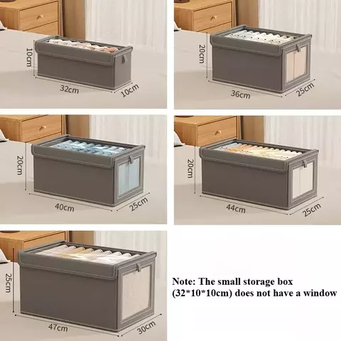 Grande caixa de armazenamento de lona com janela transparente absorvente dobráv