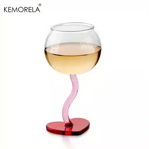 Kemorela copo de vidro com fundo de coração vermelho, copo de vidro de vinho