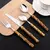 Conjunto de talheres dourados ajoyus, 16/24 peças, espelho de cozinha, talheres
