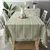 Toalha de mesa listrada de linho de algodão com borla, resistente a manchas, à