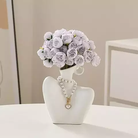 Vaso humano criativo para sala de estar, arranjo de flores, recipiente de cerâm