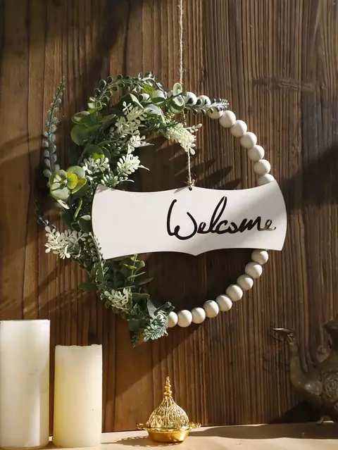 1pc anel de contas de madeira ramadan festival placa de porta de madeira grinald