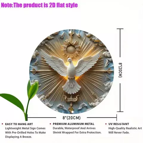 Arte de parede do Cristo The Spirit Dove logotipo de metal de alumínio com efei