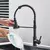 Torneira de cozinha Matte Black Pull Down, Bocal de modos duplos Misturador de água quente e fria Crane Tap, Brass Spring, Torneiras de pia de cozinha