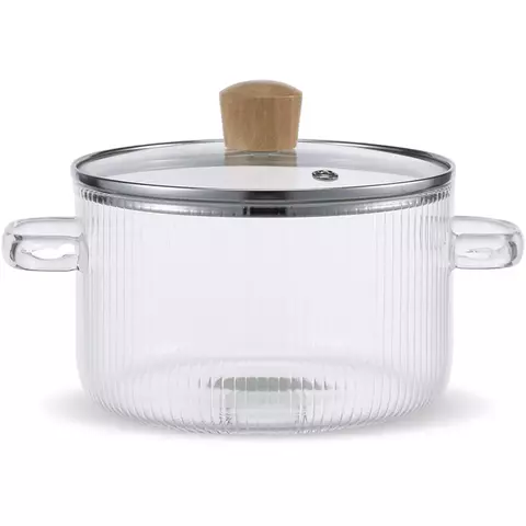 Panela de vidro transparente com tampa, 1,6l, resistente ao calor, panela de sop