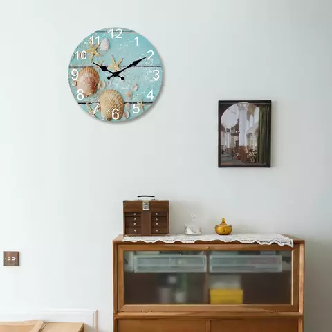 Praia mar estrela do mar conchas azul relógios de parede não ticking para meni