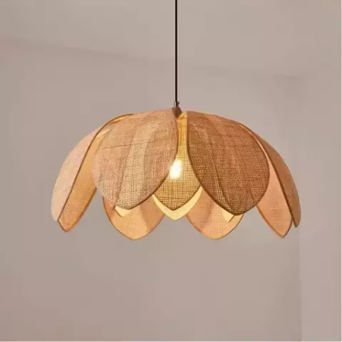 Nordic rattan e27 led luzes pingente wabi sabi lâmpada luminosa para sala de ja